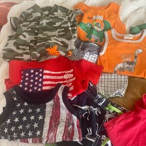 LOT OF 13 MIX/MATCH BABY BOY SUMMER CLOTHING BUNDLE SIZE 6-12 MONTHS